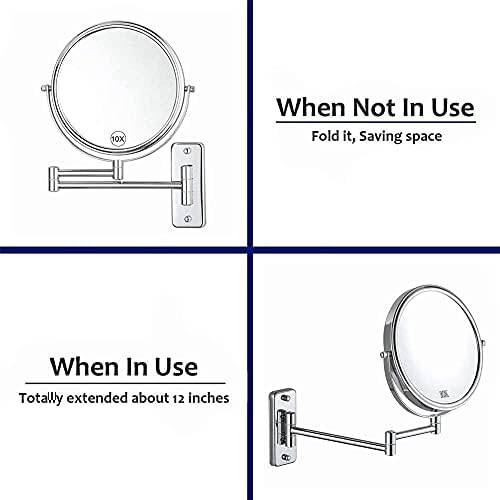 Temizleme ve Parlak Dönen Teleskopik 3X Büyütme Çift Taraflı banyo Aynası Katlanır Yuvarlak Tıraş Aynası (Renk: Altın, Boyut: