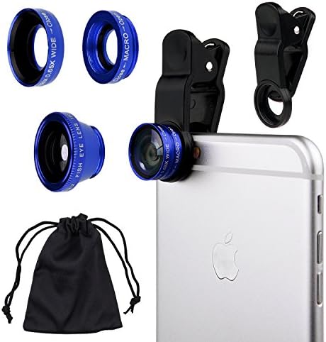 CamKıx Evrensel 3 in 1 Cep Telefonu Kamera Lens Kiti Dahil Akıllı Telefonlar için - Balık Gözü Lens / 2 in 1 Makro Lens ve Geniş