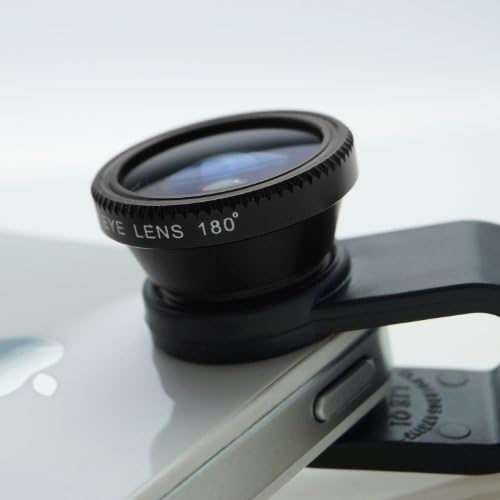 Evrensel 3 in 1 Cep Telefonu Kamera Lens Kiti Dahil Akıllı Telefonlar için - Balık Gözü Lens / 2 in 1 Makro Lens ve Geniş Açı