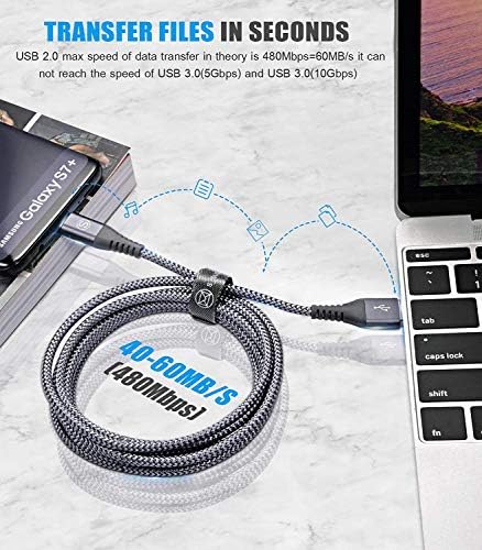 Mikro USB Kablosu 6.6 ft 2-Pack Android Şarj Kablosu, Samsung Galaxy için Sweguard Mikro USB Naylon Örgülü Şarj Kablosu S7 Kenar