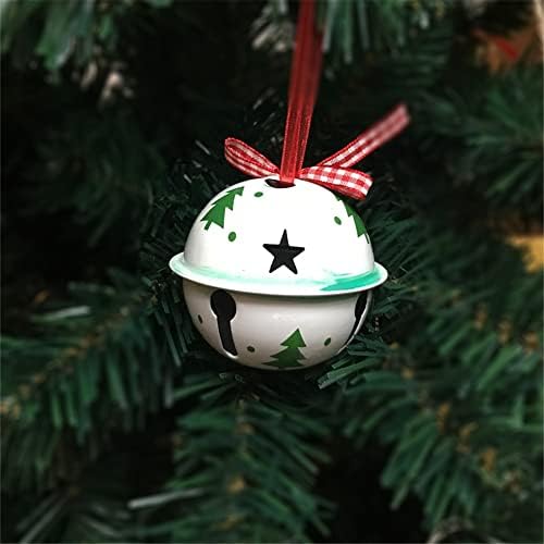 XONGHUI 6 pcs Noel Jingle Bell 6 Pcs Yeşil Beyaz Metal Ağacı Noel Süs için Ev 6560mm Büyük Çan için noel ağacı süslemeleri