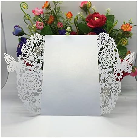 Noel Kartları 10 adet/paket Parlak Inci Kağıt Düğün Davetiyesi Kartı Lazer Kesim Çiçek Oyma 3D Kelebek Davetiyeleri Düğün Doğum