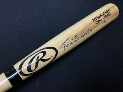 Tommy Lasorda İmzalı Kazınmış Rawlings Pro-Model Yarasa PSA 6A52227-İmzalı MLB Yarasalar