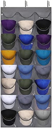 Dofilachy Şapka Rafları-Beyzbol Şapkaları için Şapka Rafı, Kapağı Korumak için 24 Şeffaf Derin Cepli Kapı Kapağı Düzenleyicisini