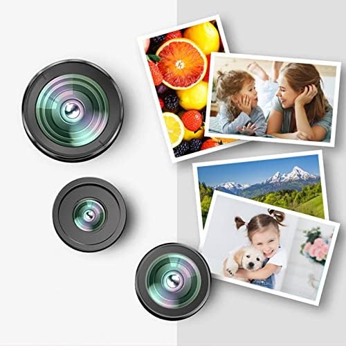 FAFAN Telefon Kamera Lens,3 in 1 Klip 180 °Balık Gözü Lens + 0.67 X Geniş Açı + 10X Makro Lens Cep Telefonu Lens Ekleri Anamorfik