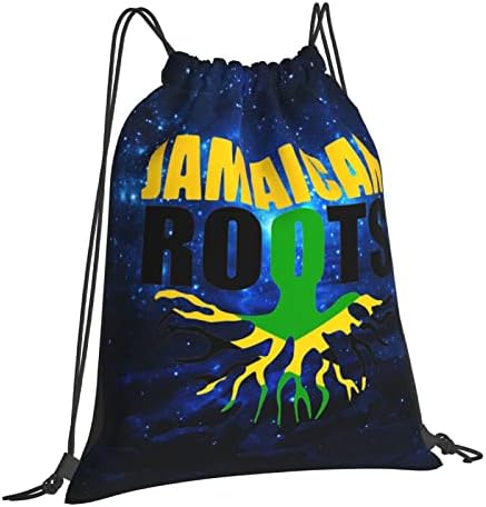 İpli sırt çantası Jamaikalı kökleri Jamaika bayrağı dize çanta Sackpack spor salonu alışveriş spor Yoga için