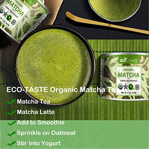 Organik Matcha Yeşil Çay Tozu-USDA Organik Sertifikalı, 4oz (113g) Kalay, %100 Doğal ve Saf, Tören Sınıfı, Katkı Maddesi veya