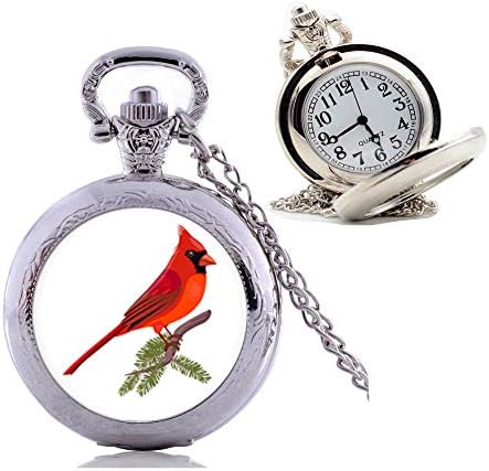Kardinal Takı Kardinal cep saati Kolye Kardinal Kırmızı Kuş cep saati Kolye, kırmızı Kardinal Takı, Kardinal cep saati Kolye,