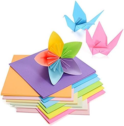 Hotpai Origami Kağıt Çift Taraflı, 50 Canlı Renkler - 200 Yaprak - Sanat ve El Sanatları Projeleri ve Hediyeler için 6 İnç Kare