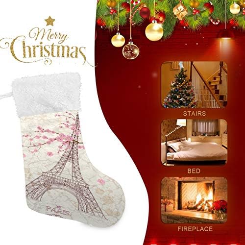 YUEND Aile Tatil Noel Partisi Süslemeleri için Büyük Beyaz Peluş Trim ile Klasik Kişiselleştirilmiş Noel Stocking Kitleri Sanat