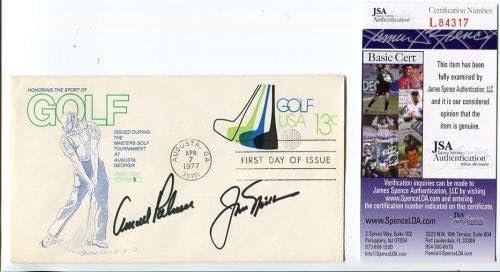 Arnold Palmer + jack Nicklaus El İmzalı Vintage Golf İlk Gün Kapak Jsa-Golf Kesim İmzaları