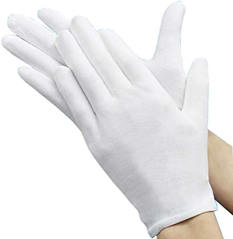 12 Pairs Kadın Erkek Beyaz pamuklu eldivenler Kuru El Nemlendirici Kozmetik Egzama El Spa ve Sikke Takı Muayene