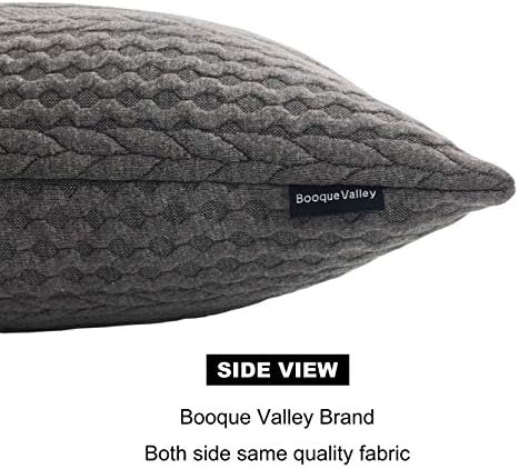 Booque Vadisi Atmak Yastık Kapakları, 2 Paketi Süper Yumuşak Zarif Modern Kabartmalı Desenli Gri Yastık Kapakları Atmak Yastık