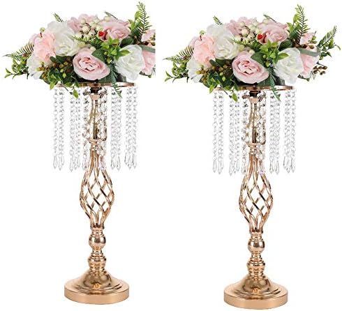 2 ADET Akrilik İmitasyon Kristal Çiçek Aranjmanları Altın/Gümüş Çiçek Vazo Düğün Centerpiece Kurşun Yol Şamdan Düğün Olay Dekorasyon