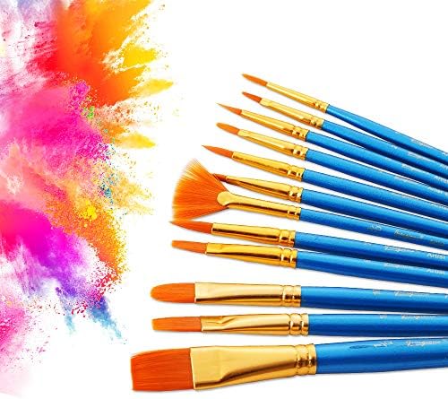 Sanatçı Boya Fırçası 12 Set, Sanatçı Paintbrushes Boya Fırçaları için Akrilik Yağ Suluboya, yüz Tırnak Sanat, tuval Vücut Kaya