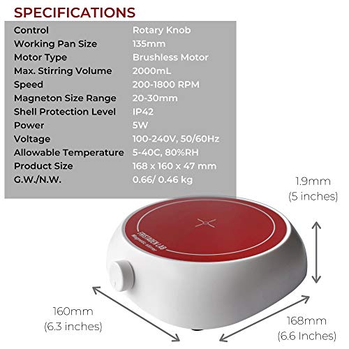 Amerikan Fristaden Lab Mini Manyetik Karıştırıcı | 2000 ml Karıştırma Plakası | 200-1800 RPM Hız / Sınıf, İş veya Ev Deneyleri