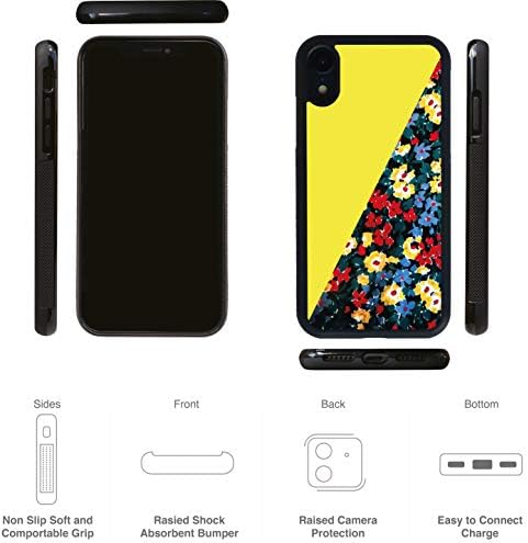HelloTigers Çiçek Tasarımlı Apple iPhone XR Kılıfı (6.1 inç), İnce ve İnce Fit Kapak Siyah TPU Tampon Koruyucu Tasarımcı Kılıfı-Sarı