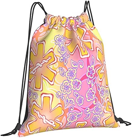 İpli sırt çantası Aloha Ems pembe dize çanta Sackpack spor salonu alışveriş spor Yoga İçin