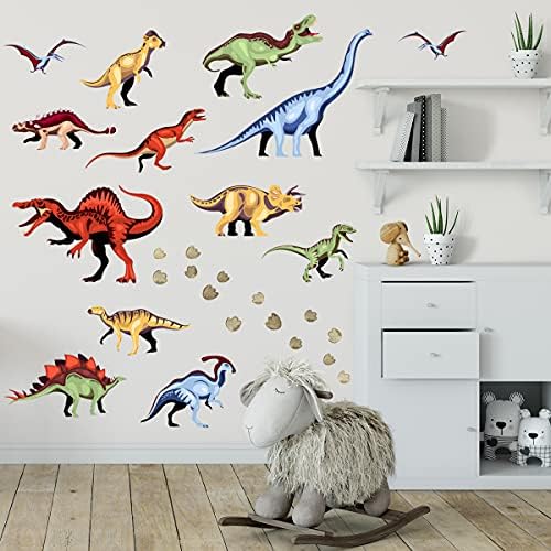 27 Adet Dinozorlar Duvar Çıkartmaları Karikatür Hayvan Duvar Çıkartmaları Kabuğu ve Sopa Duvar Dekorasyon Yatak Odası Çocuk Kız