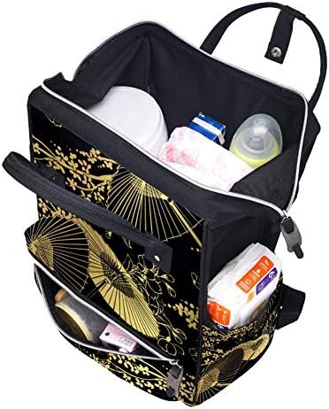 Çin Altın Şemsiye Japon Çiçek Desen Bebek Bezi çanta Omuz askıları Nappy çanta
