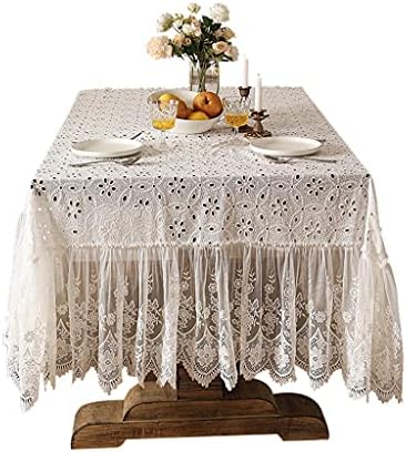 KLHHG Dantel Masa Örtüsü Beyaz Modern Fransız Masa Örtüsü Çay Masa Örtüsü Yuvarlak Masa Toz Bezi (Renk: Bir, Boyutu: 160240 cm)