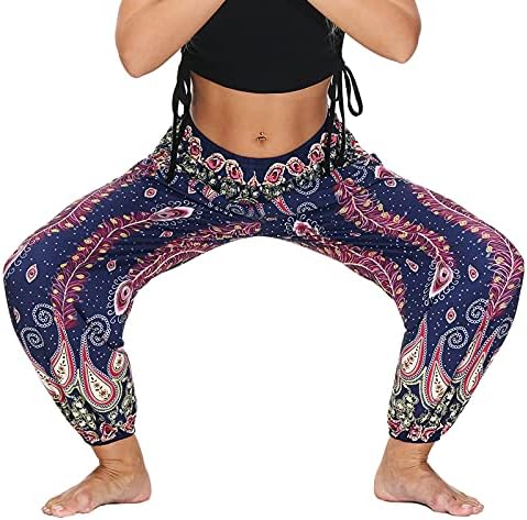 Kadınlar için Harem Pantolon Hippi Bohem Rahat Çingene Pantolon, Bayanlar Yoga Pantolon-Baggy Boho Harem Pantolon