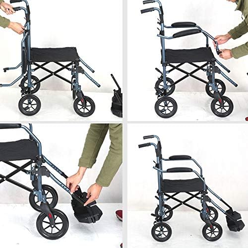 ChenCheng Tekerlekli Sandalye, Alüminyum Alaşımlı Yaşlı Engelli Manuel Tekerlekli Sandalye Küçük hafif Katlanabilir Taşınabilir