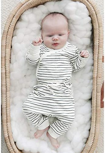 Makemake Organics Organik Bebek Giysileri Kimono Onesie Bodysuit-0m'den 12m'ye kadar boyutlarda Nötr Baskılar