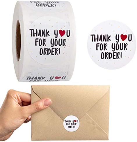 LİANGLİN WU Mühür Etiketleri 500 Adet Yuvarlak Siparişiniz için Teşekkür Ederiz Kalp Etiket El Yapımı Pişirme Paketi Scrapbooking