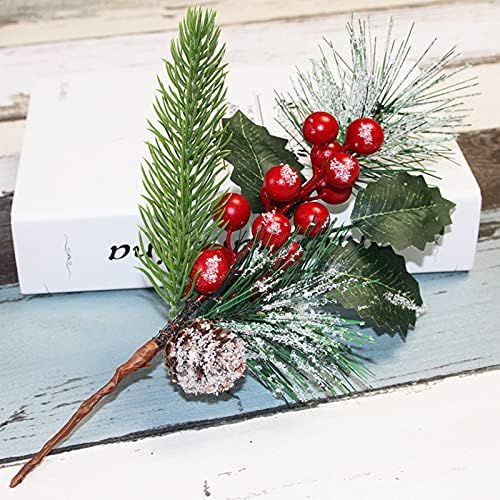WIVAYE 12 Paket Yapay Çam Alır, kırmızı Berry Kaynaklanıyor Çam Sprey Çiçek Kaynaklanıyor Yapay çam kozalakları Şube Noel Dekorasyon