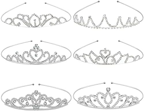 6 Parça Kızlar Kristal Tiara Kalp Rhinestone Tiara Taç Prenses Kristal Kafa Düğün Balo Doğum Günü Partisi için
