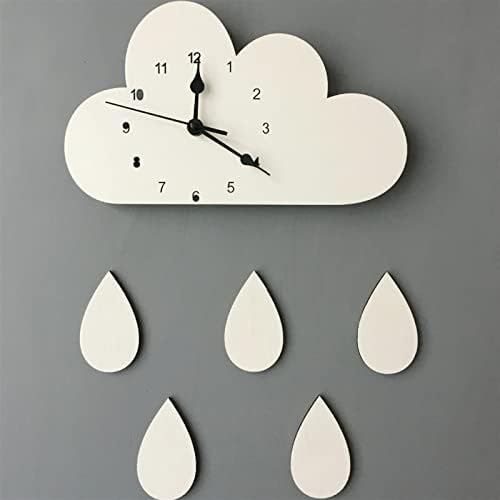 ASZX İskandinav Ahşap Bulut Yağmur Damlası Şekilli duvar Saati Çocuk Odası Dekor Bebek Cinsiyet Nötr duvar Saati Kreş Bebek Hediye