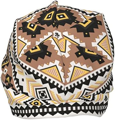 DEHUAL Tribal Geometrik Erkek Kadın Sıcak Beanie Kış Şapka Baskı Kafatası Kap Örgü Kap Siyah