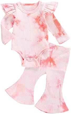 Toddler Bebek Kız Kıyafetler Fırfır Örgü Uzun Kollu Romper + Çan Pantolon Pamuk 2 Adet Giysi Set