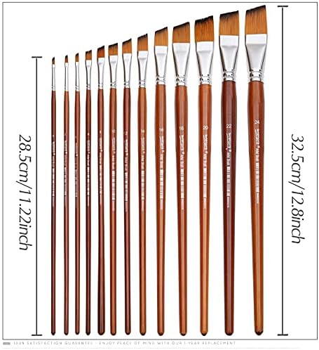 JYDQM 13 pcs Açılı Paintbrushes Profesyonel Uzun Kolu boya fırçası Eğik Şekil Suluboya Resim Yağ Akrilik Naylon Saç