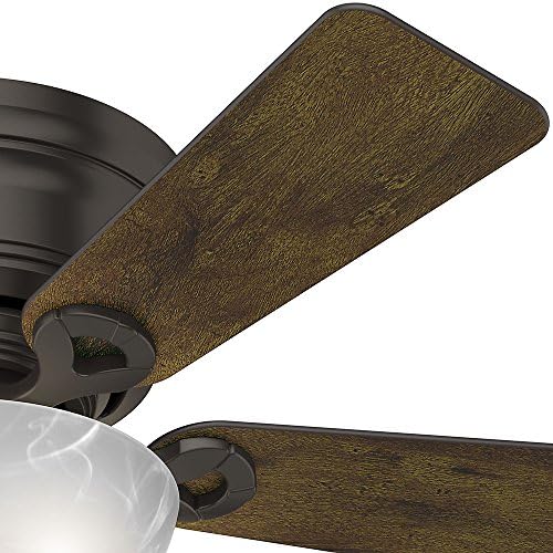 LED ışık ve Çekme Zinciri Kontrollü Hunter Haskell Kapalı Düşük Profilli Tavan Vantilatörü, 42, Premier Bronz