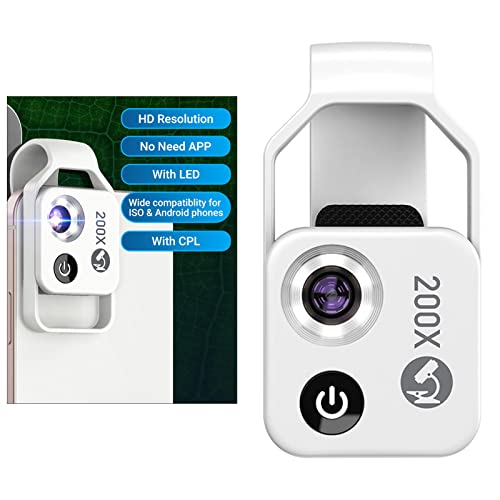 Çoğu Akıllı Telefon Cep Telefonu Cep Telefonu için Baoblaze Mikroskop Lens Klipsli HD Zoom Lens-Beyaz CPL