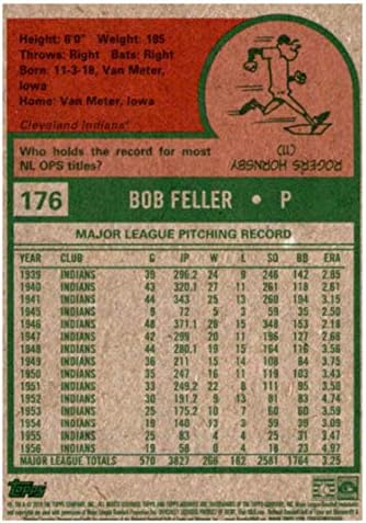 2019 Topps Arşivleri 176 Bob Feller Cleveland Kızılderilileri Beyzbol Kartı