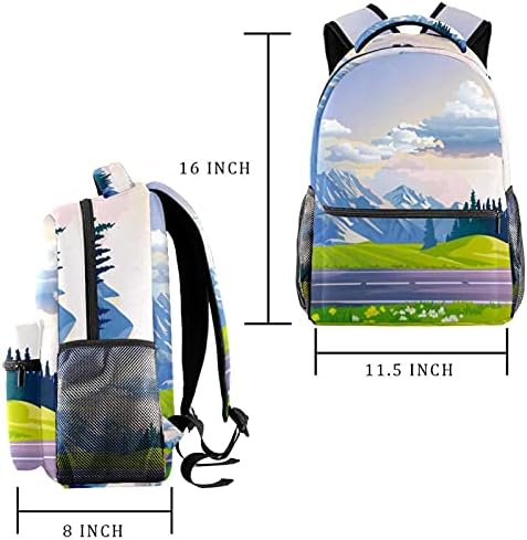Sevimli Hafif Dağ Renkli Manzara Doğa Baskı Sırt Çantaları Daypacks Genç Kız Erkek için Cepli çantalar 11. 5x8x16 İNÇ