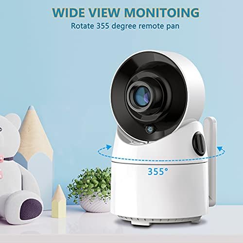 Video Bebek Monitörleri 355°Uzaktan Pan Değiştirilebilir Optik Lens,VOX Modu, İki Yönlü Ses, Gece Görüşü, Ninniler, 4 Kamera