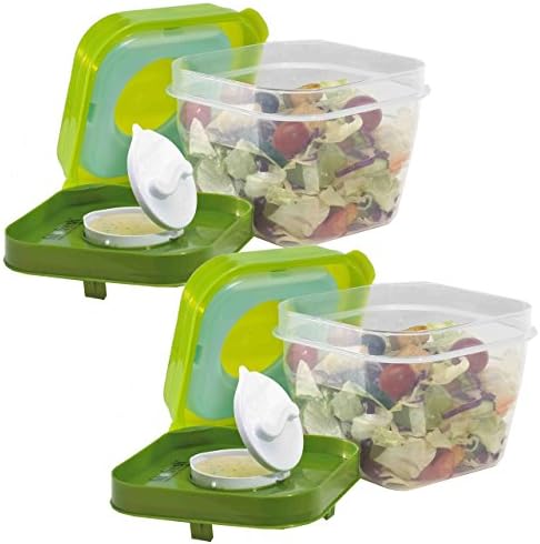 Pansuman Dispenseri ve Çıkarılabilir Buz Paketi ile Fit & Fresh Salata Çalkalayıcı Yeniden Kullanılabilir Plastik Kap, Sağlıklı