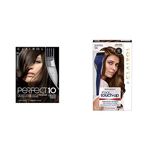 Clairol Perfect 10 By Nice ' N Easy Hair Color Kit (2'li Paket), Kolay Kök Rötuşlu Saç Boyama Araçları ile 005A Orta Kül Kahverengi,