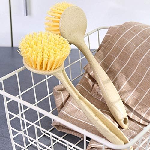 Mutfak Fırçalayın Fırça, 2 Paket Uzun Saplı bulaşık fırçası Rahat Kavrama Lavabo Banyo Fırçaları Mutfak Bulaşık Yıkama Fırçaları