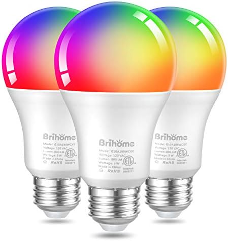 Brihome Akıllı Ampul, ETL Listelenen 9 W E26 WiFi LED renk Değiştirme ampul ile beyaz ışık ve RGB, Alexa ve Google Yardımcısı