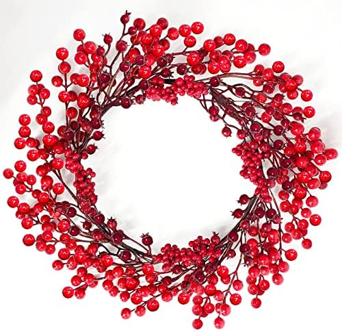 TURNMEON 16 Noel Kırmızı Berry Çelenk Dekorasyon için Ön Kapı, 3 Farklı Boyutu Meyveleri Dal Yapay Çelenk için Noel Dekorasyon