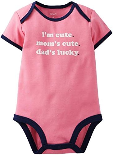 Carter'ın Kız Bebek Sloganı Bodysuit (Bebek) - Pembe-12 Ay