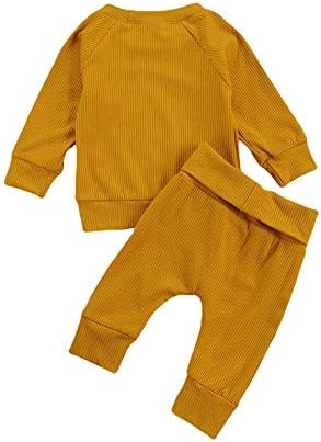 Yenidoğan Erkek Bebek Kız Nervürlü Kıyafetler Uzun Kollu Kazak Üst Pantolon Topraklar Eşofman Güz Kış Giysileri Set