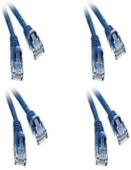 Snagless/Kalıplı Önyüklemeli eDragon Cat5e Ethernet Yama Kablosu, (6 İnç), Mavi, (4 Paket)