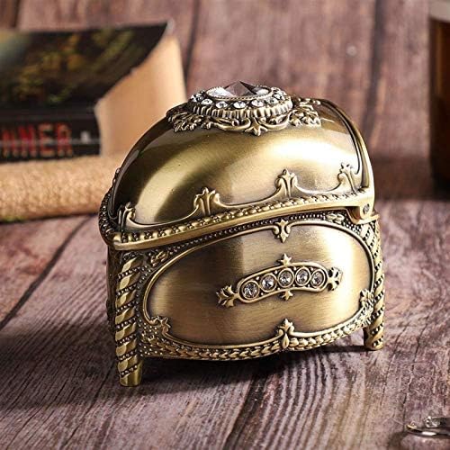 XJJZS Mücevher Kutusu, Klasik Vintage Kalp Şekli Metal Mücevher Kutusu Yüzük Biblo Depolama Organizatör Göğüs