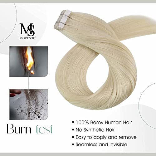 Moresoo Sarışın Bant saç ekleme 22 İnç Sarışın Profesyonel Bant Uzantıları 60 Platin Sarışın Yapıştırıcı saç ekleme 50g + 50g